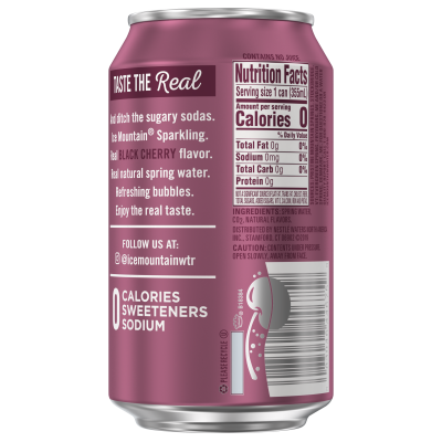 Ice mountain Sparkling Black Cherry product detail 12oz can single back view