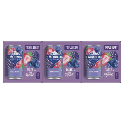 Ice mountain Sparkling Triple Berry product detail 12oz can 24 pack front view