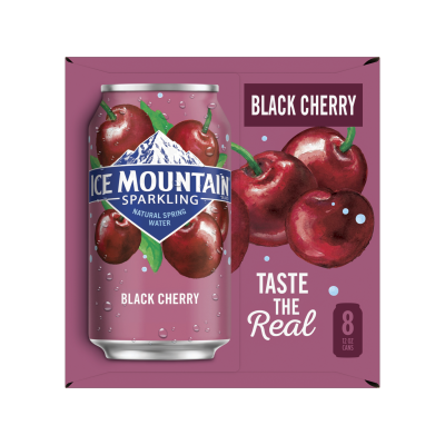 Ice mountain Sparkling Black Cherry product detail 12oz can 8 pack right view