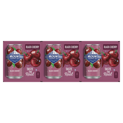 Ice mountain Sparkling Black Cherry product detail 12oz can 24 pack front view
