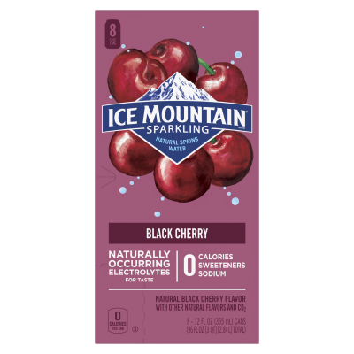 Ice mountain Sparkling Black Cherry product detail 12oz can 24 pack right view