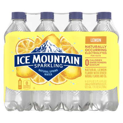Ice mountain Sparkling Lively Lemon product detail 500mL 8 pack front view