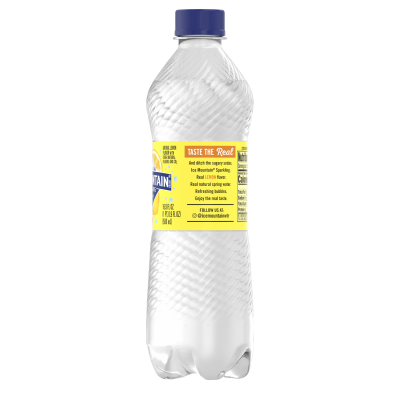 Ice Mountain Sparkling Water 500 mL bottle Lemon Flavored back view