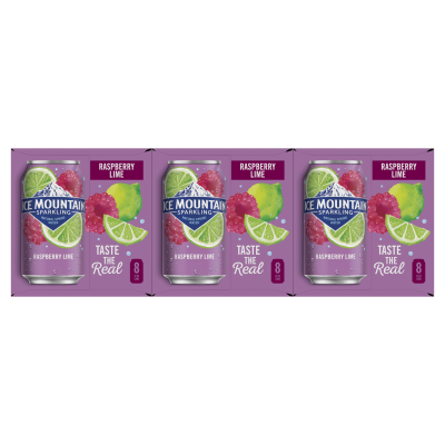 Ice mountain Sparkling Raspberry Lime product detail 12oz can 24 pack front view
