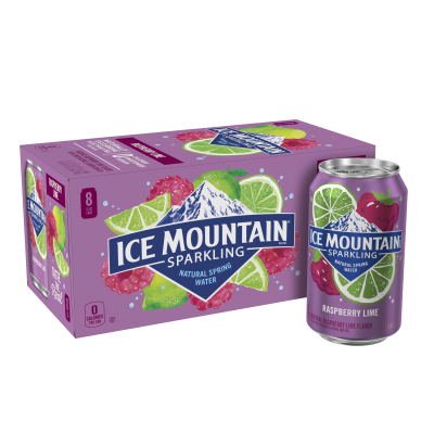 Ice mountain Sparkling Raspberry Lime product detail 12oz can 8 pack