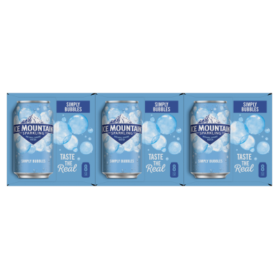 Ice mountain Sparkling Simply Bubbles product detail 12oz can 24 pack front view
