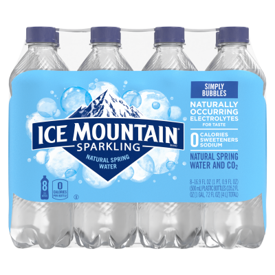 Ice mountain Sparkling Simply Bubbles product detail 500mL 8 pack front view