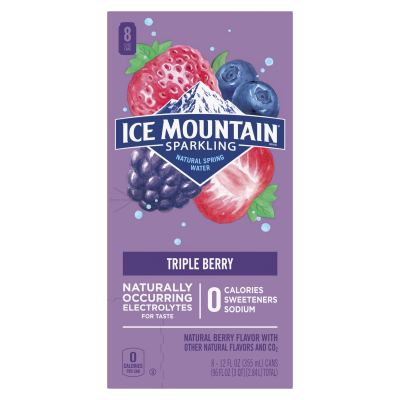 Ice mountain Sparkling Triple Berry product detail 12oz can 24 pack right view