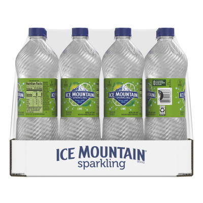 Ice mountain Sparkling Zesty Lime product detail 1L 12 pack front view