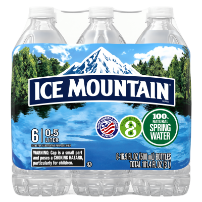Ice mountain Spring water product detail 500mL 6 pack front view
