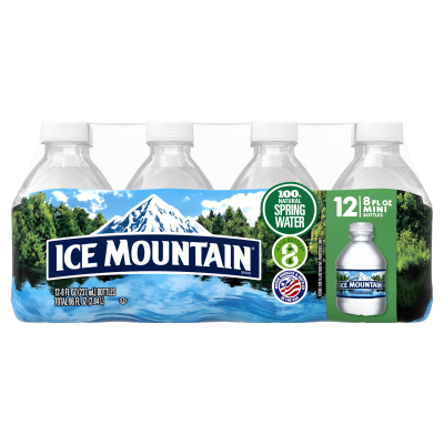 Ice mountain Spring water product detail 8oz 12 pack front view