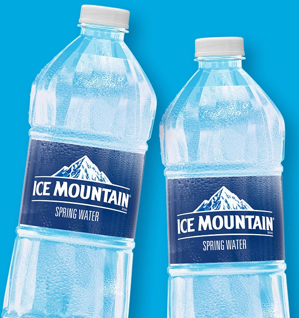 Ice Mountain Spring Water bottles.