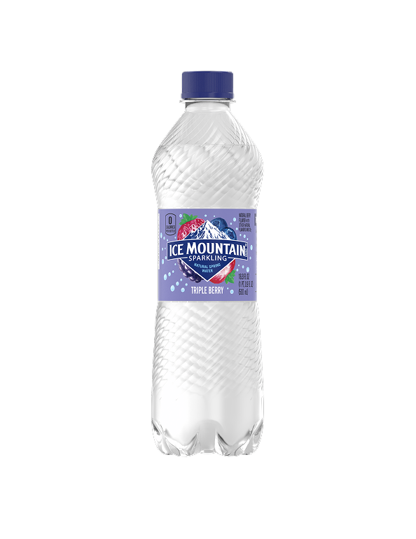 Ice Mountain Sparkling 500 mL bottle Triple Berry Flavor.