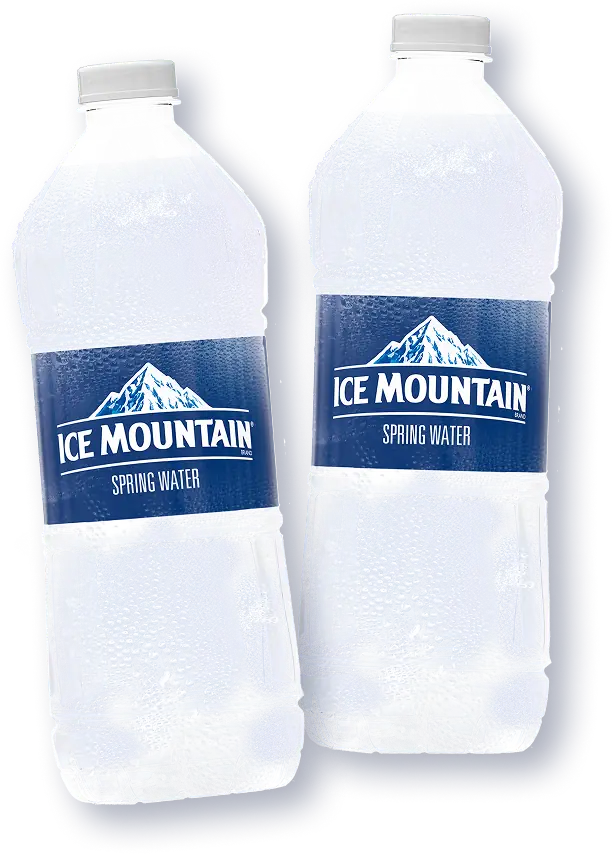 Ice Mountain Spring Water bottles.
