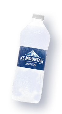 Ice Mountain Spring Water bottles.