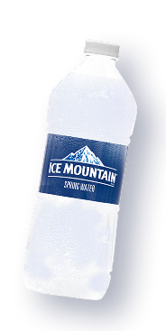 Ice Mountain Spring Water bottles.